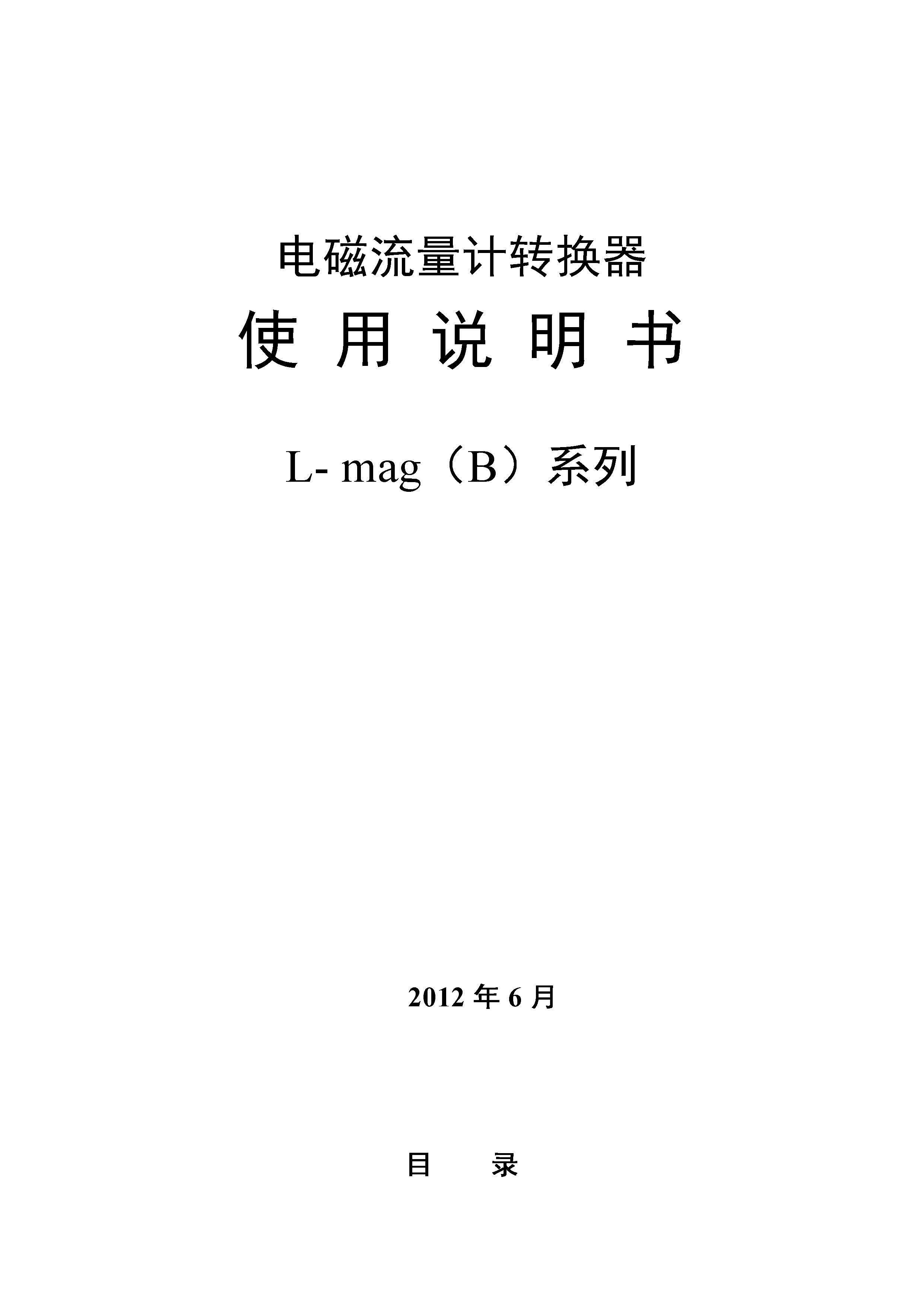 电磁流量转换器(L-mag)B系列（中文）说明书